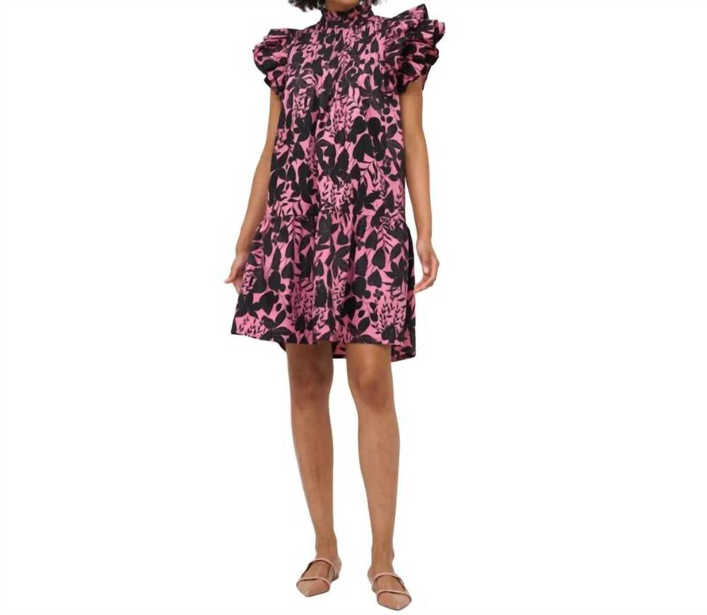 NEW OLIPHANT pintuck ruffle mini dress in dusty rose willow
